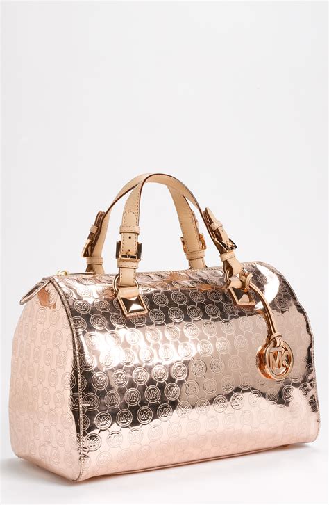 michael kors rose gold purses|michael kors gold purse large.